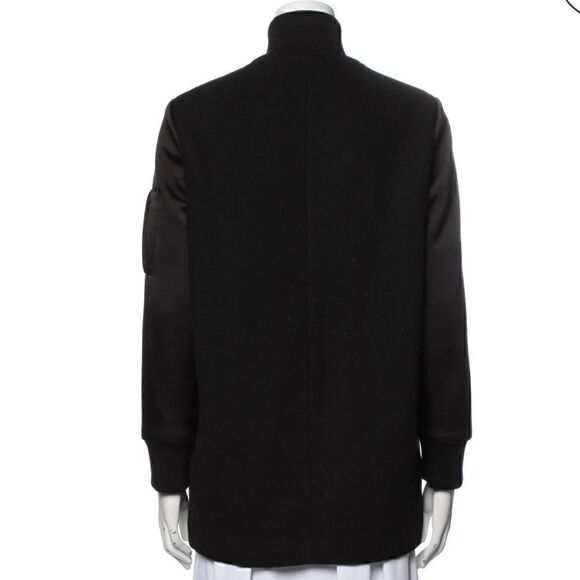 Maje Black Wool Blend & Satin Bomber Jacket - Picture 3 of 7